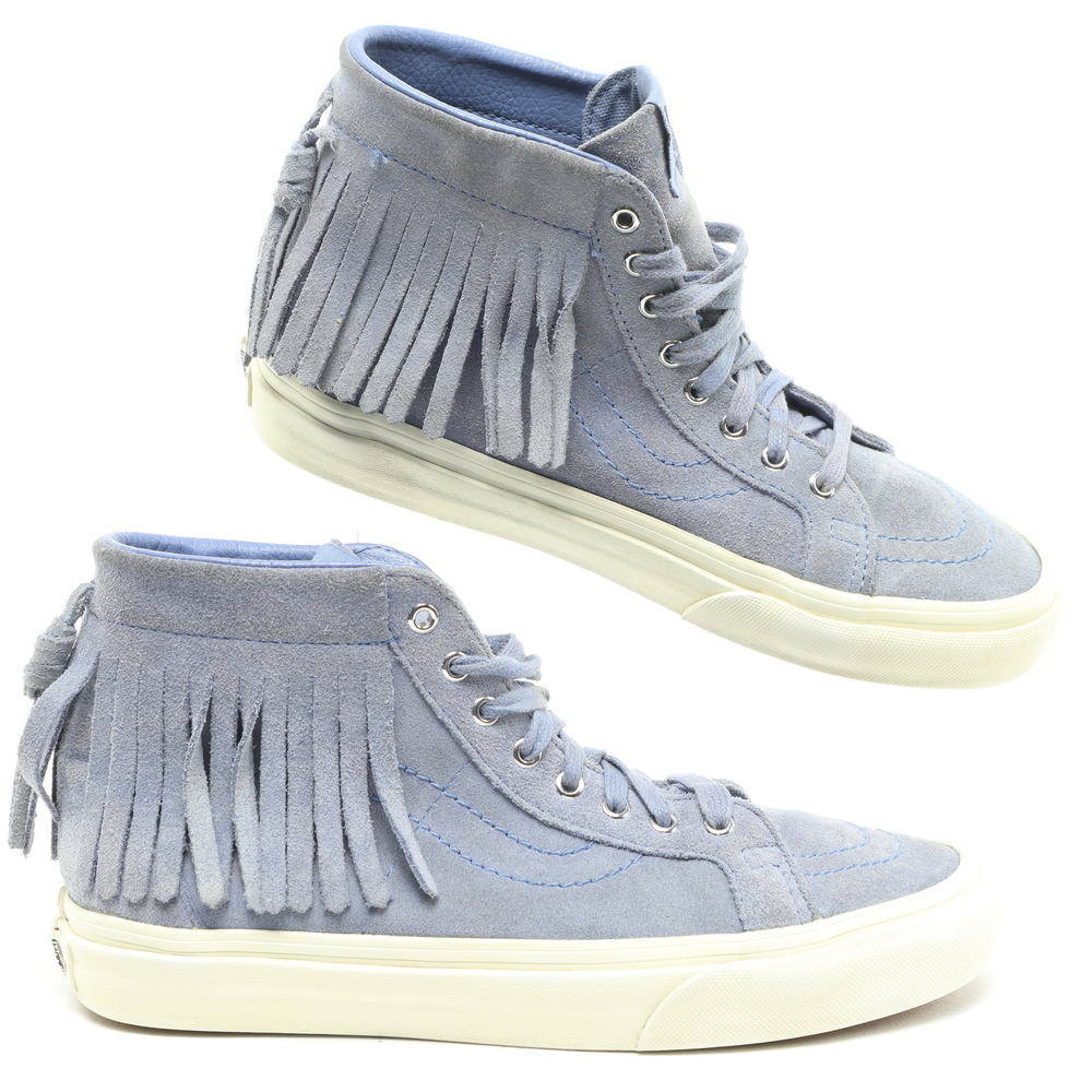 Vans SK8 Fringe High-Back Suede Leather Sneakers Women 7 Blue/White